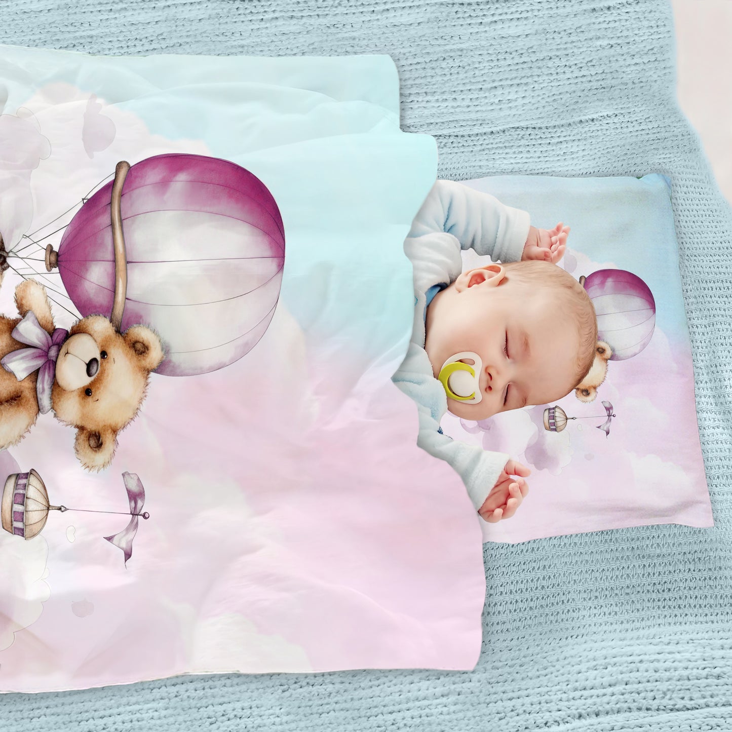 Pink Teddybear Cot Duvet Set