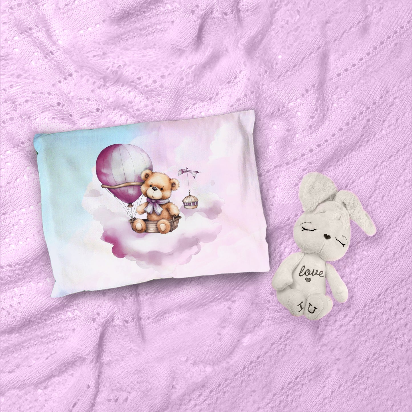 Pink Teddybear Cot Duvet Set