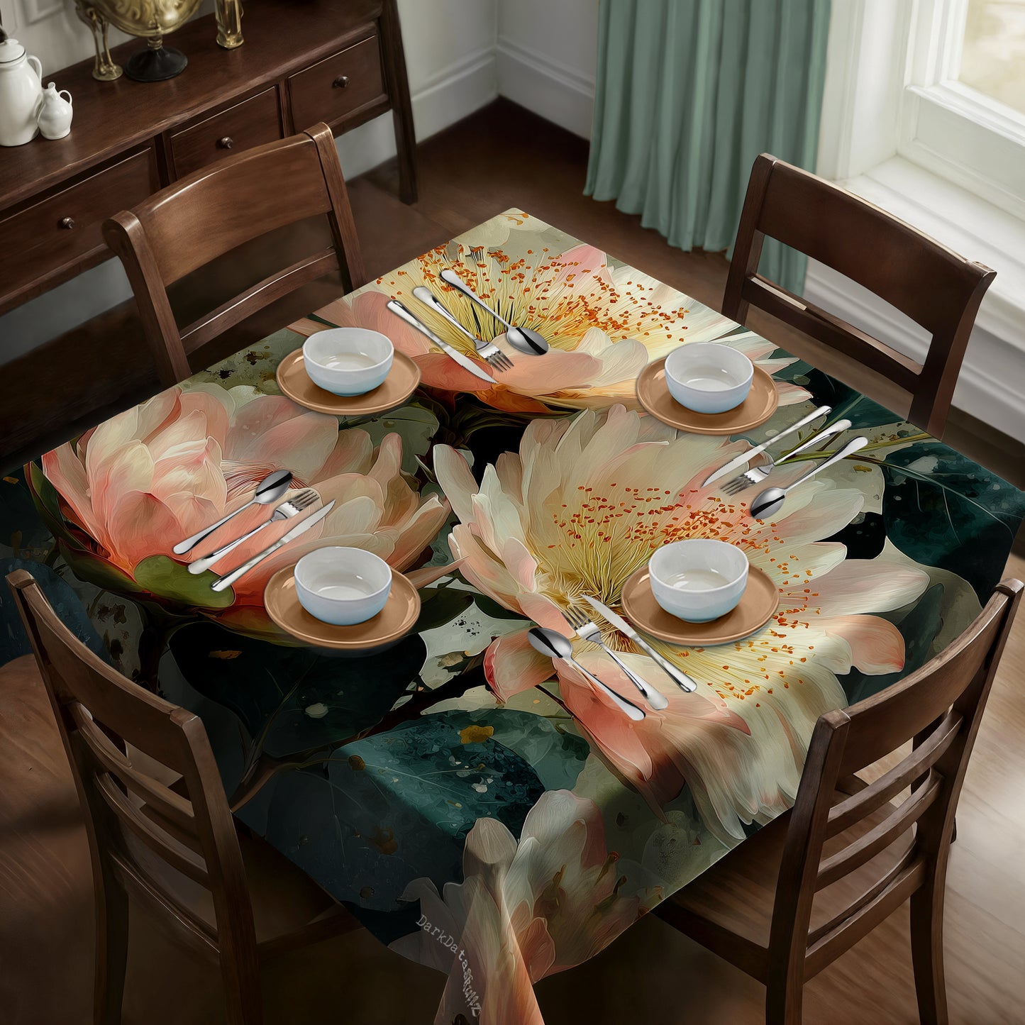 Pink Water Lily Square Tablecloth by Wikus Schalkwyk