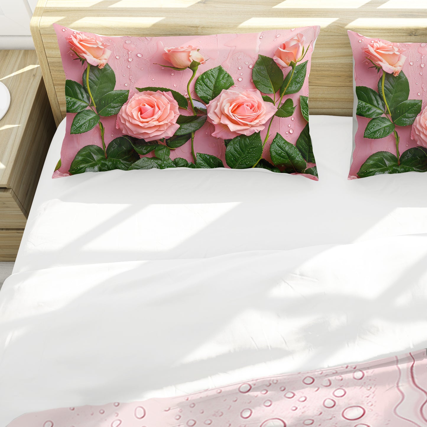 Pink Water Rose Duvet Cover Set