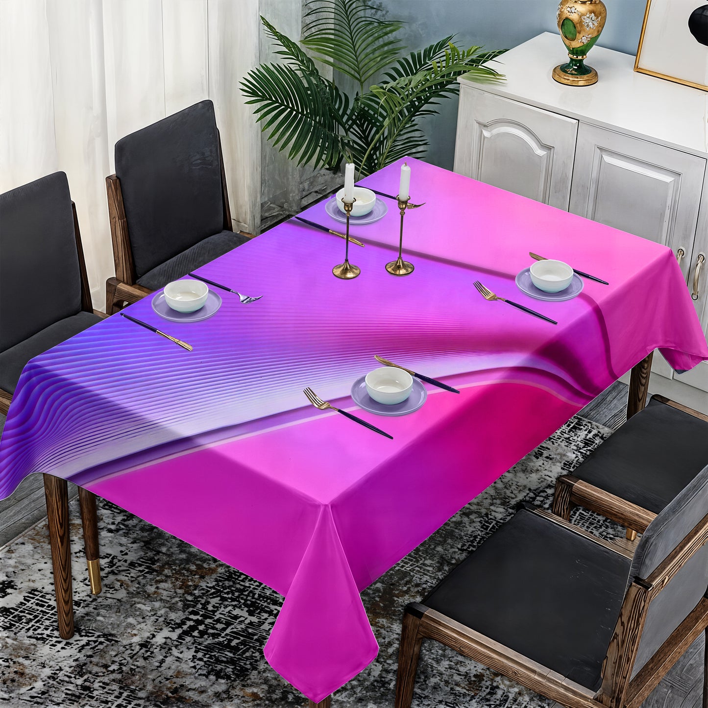 Pink Waves Rectangle Tablecloth