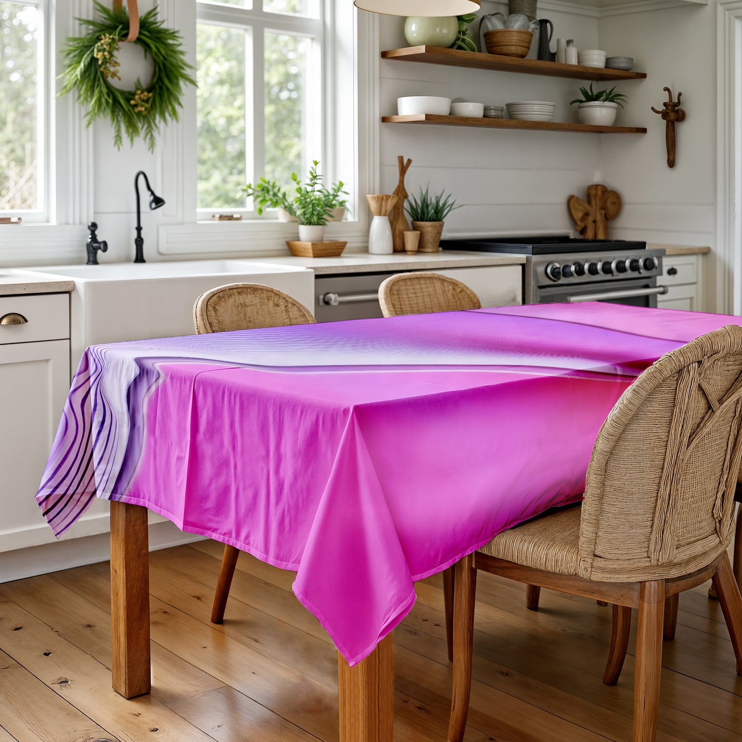 Pink Waves Rectangle Tablecloth