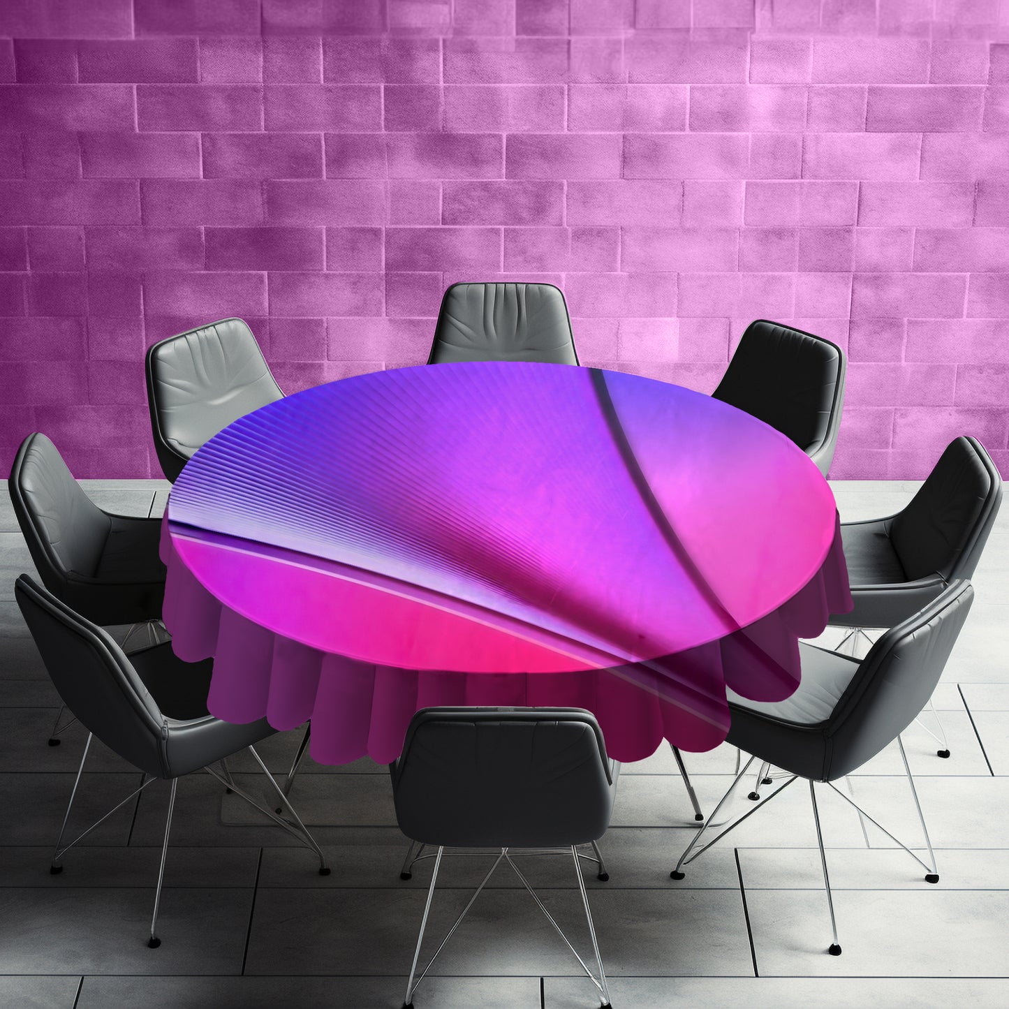 Pink Waves Round Tablecloth