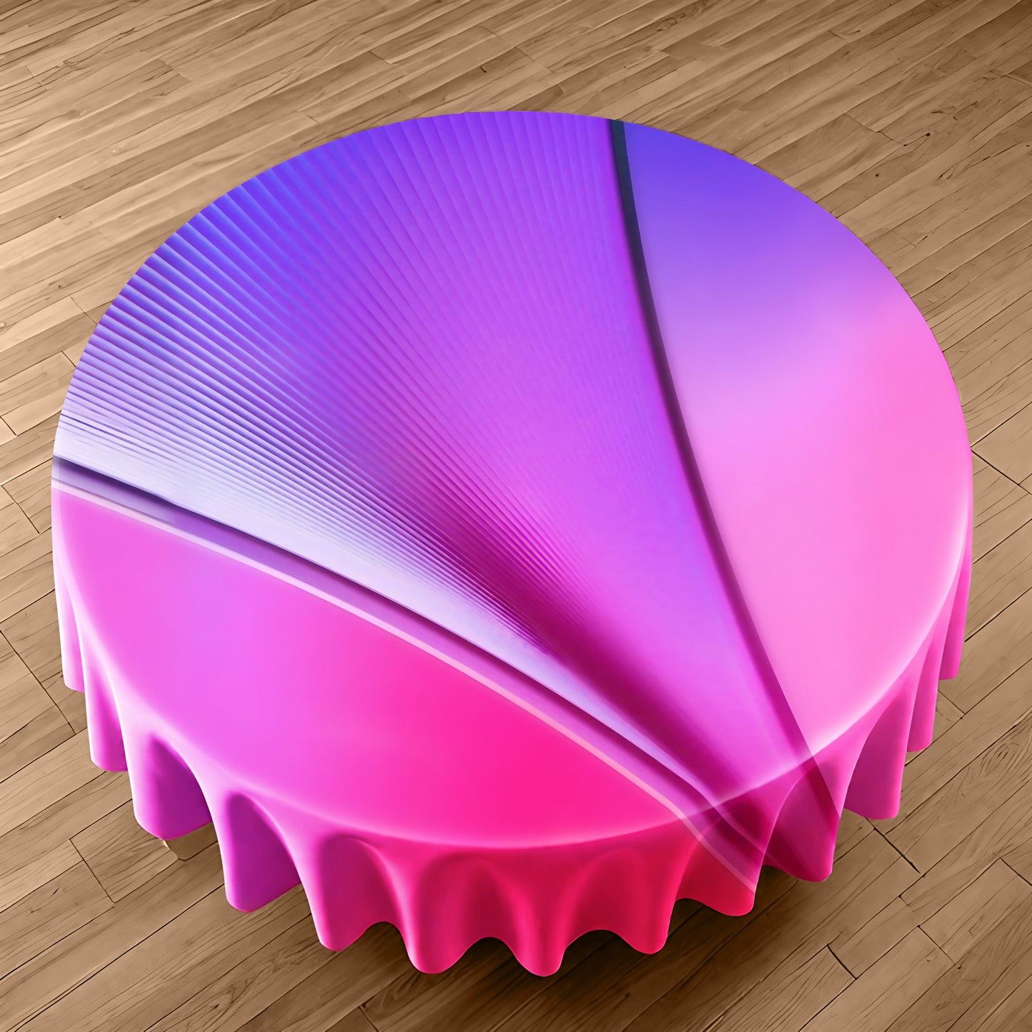 Pink Waves Round Tablecloth