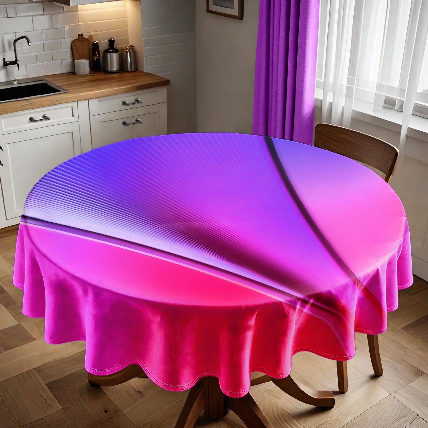 Pink Waves Round Tablecloth