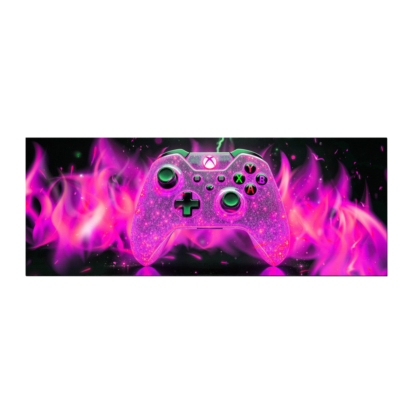 Pink Xbox Controller Flames Desk Pad