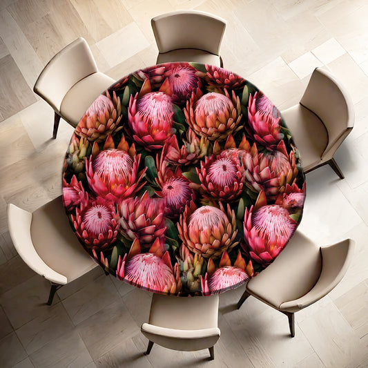 Pink Proteas Round Tablecloth