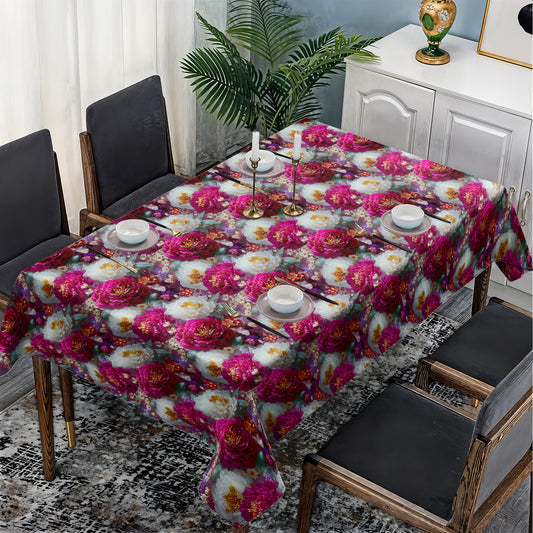 Pink & White Floral Rectangle Tablecloth