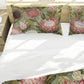 Pink & White Proteas On Green Duvet Cover Set