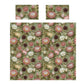Pink & White Proteas On Green Duvet Cover Set