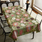 Pink & White Proteas On Green Rectangle Tablecloth