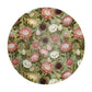 Pink & White Proteas On Green Round Tablecloth