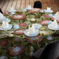 Pink & White Proteas On Green 2,3m Round Tablecloth
