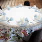 Pink and Blue Flowers on Light Grey 2,3m Round Tablecloth