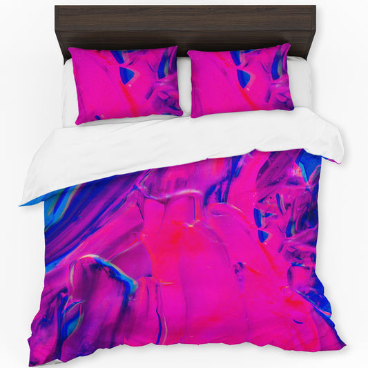 Pink and Blue Paint Splash Duvet Cover Set