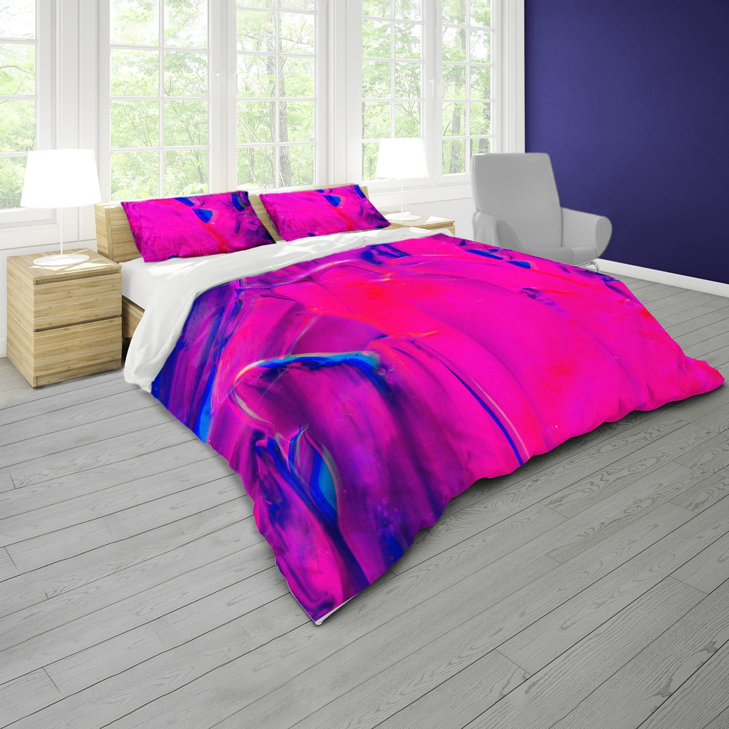 Pink and Blue Paint Splash Duvet Cover Set