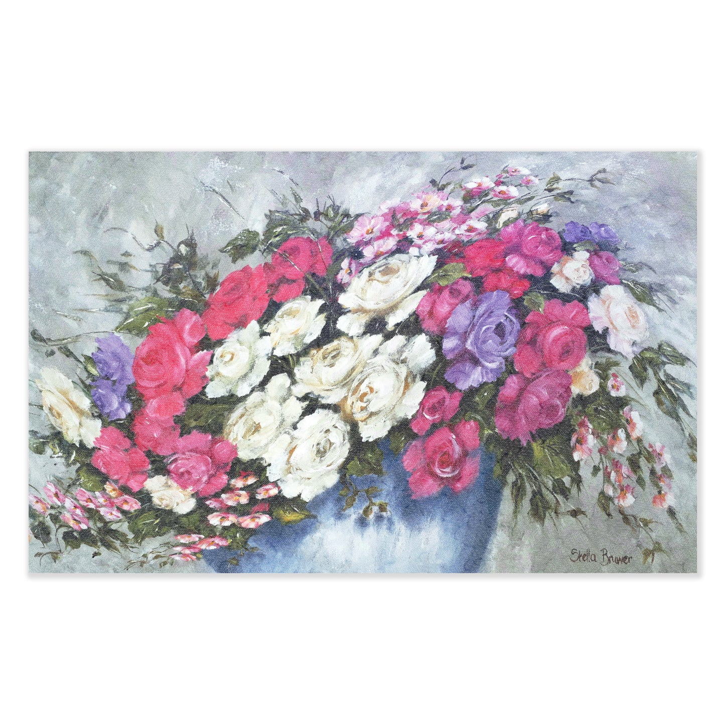 Pink and White Blossoms in Bucket Table Net Cover by Stella Bruwer