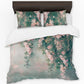 Pink on Green Floral Duvet Cover Set