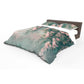 Pink on Green Floral Duvet Cover Set