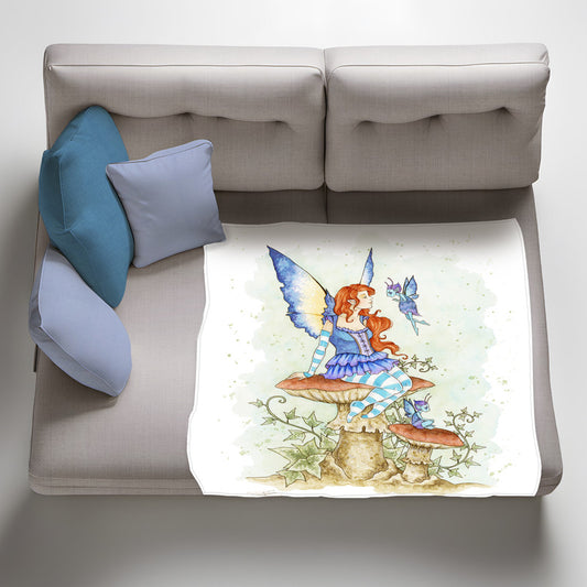 Pixie greeting Light Weigt Fleece Blanket By Amy Brown