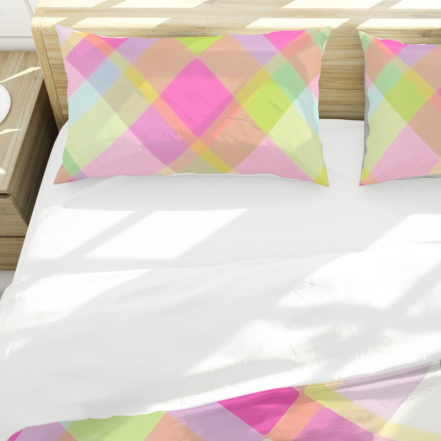 Plaid Pattern Pastel Hues Duvet Cover Set