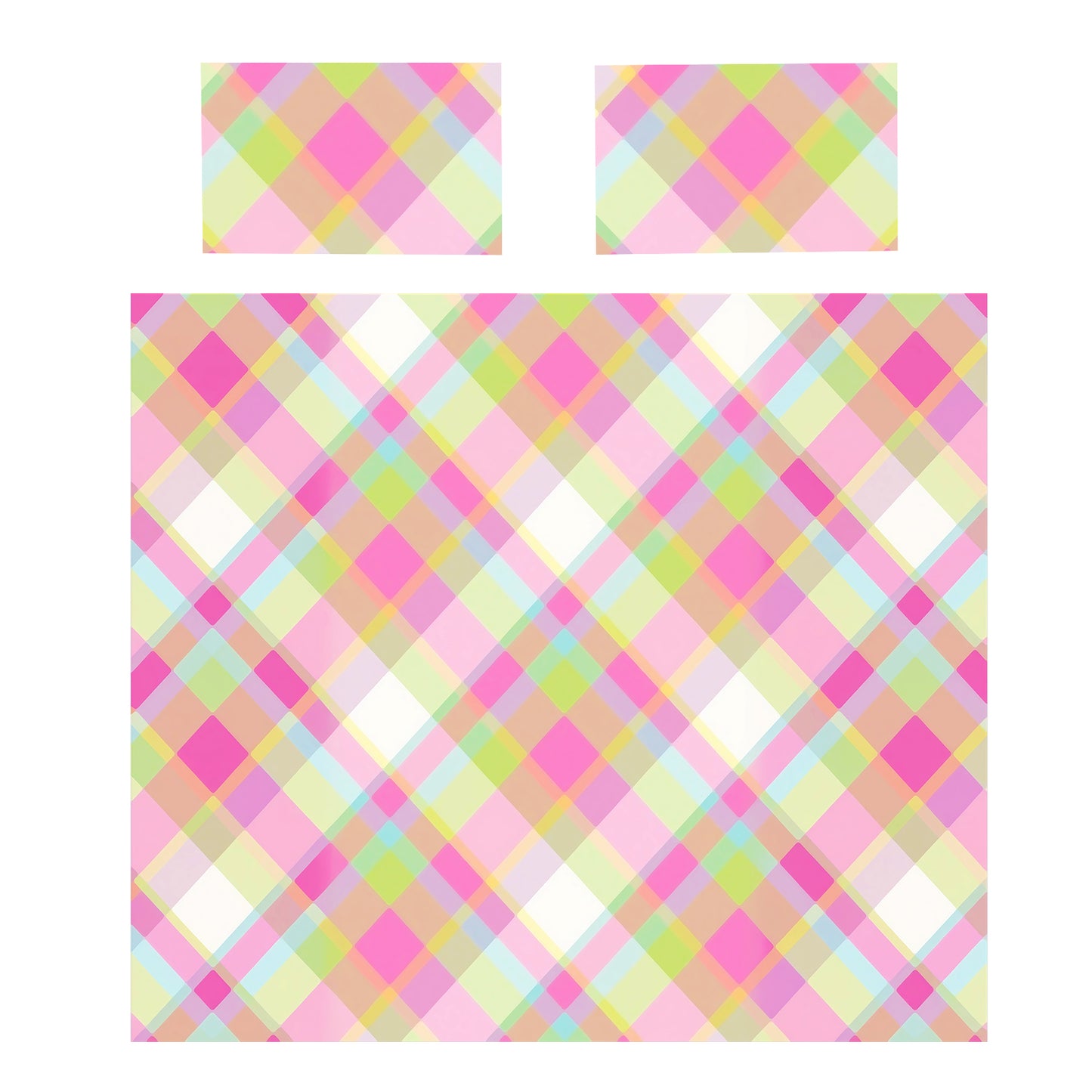 Plaid Pattern Pastel Hues Duvet Cover Set