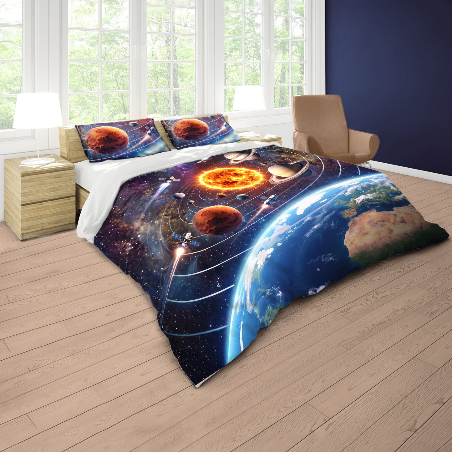 Planet and Satelites Duvet Cover Set