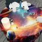 Planets Floating Round Tablecloth