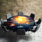 Planets Explosion in Space Round Tablecloth