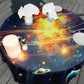 Planets Explosion in Space Round Tablecloth