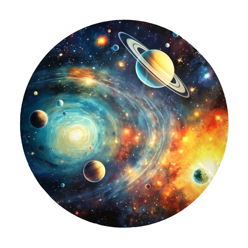 Planets Around Saturn Round Tablecloth