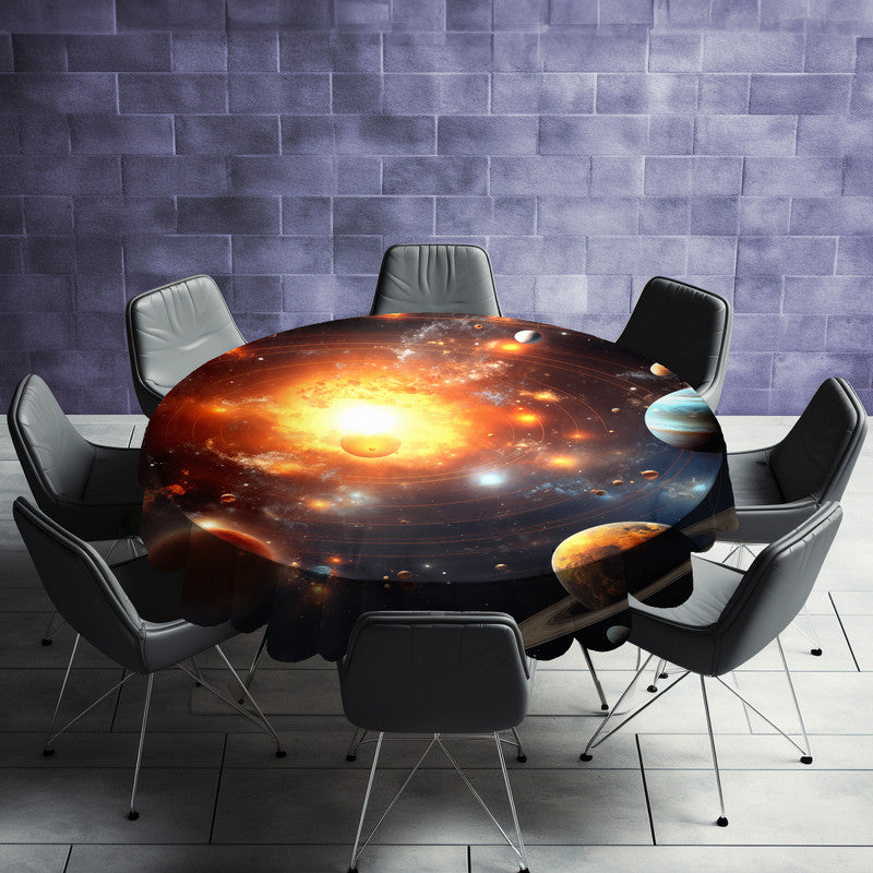 Planets Burning Round Tablecloth