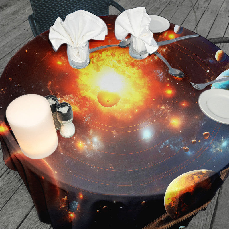 Planets Burning Round Tablecloth