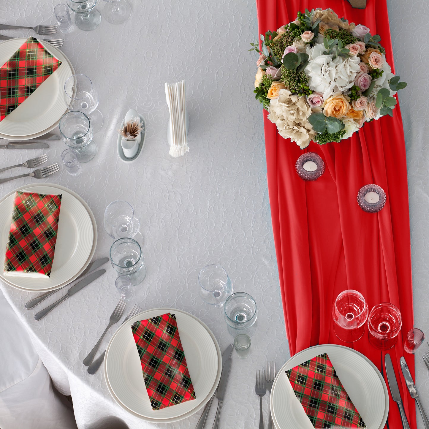 Plated Lumberjack Christmas Pattern Napkins