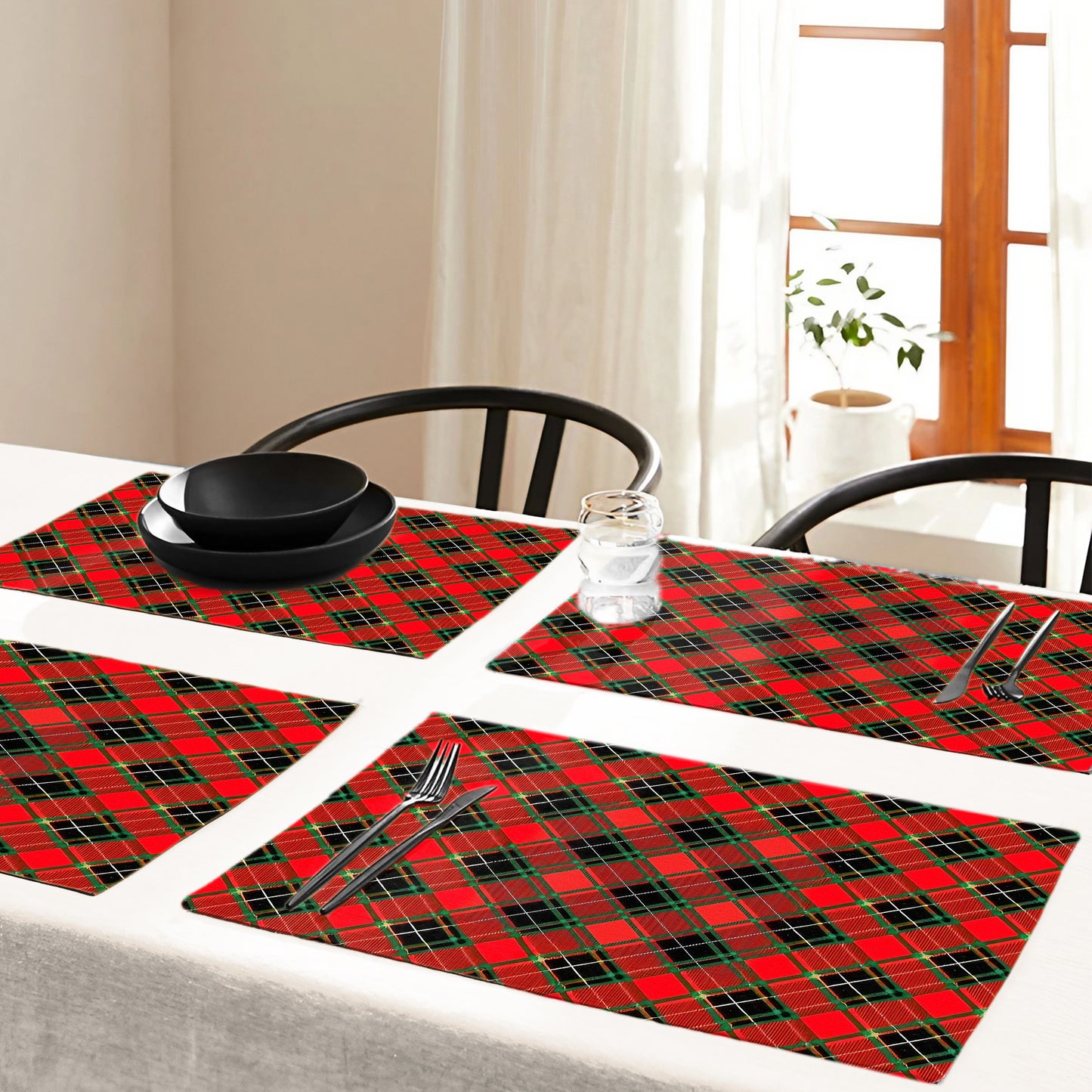 Plated Lumberjack Christmas Pattern Placemats