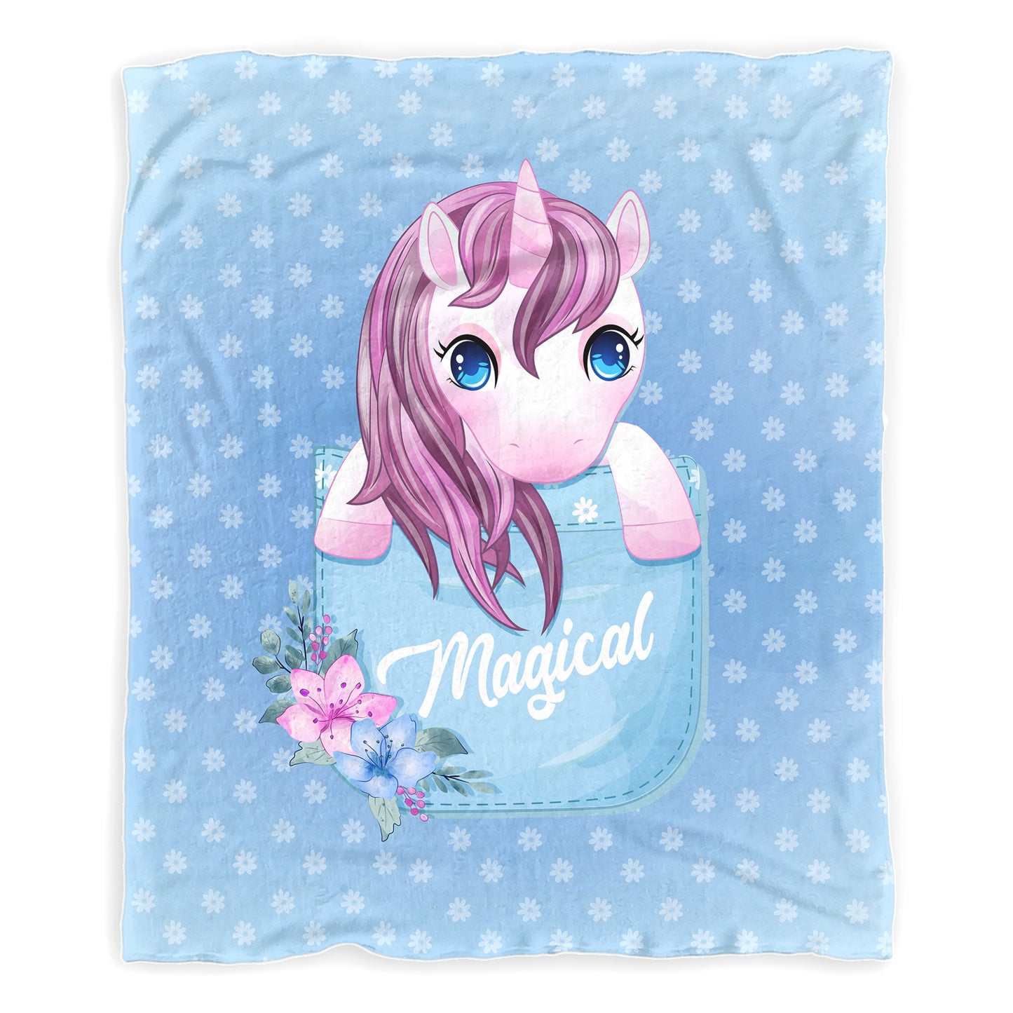 Pocket Unicorn Baby Fleece Blanket