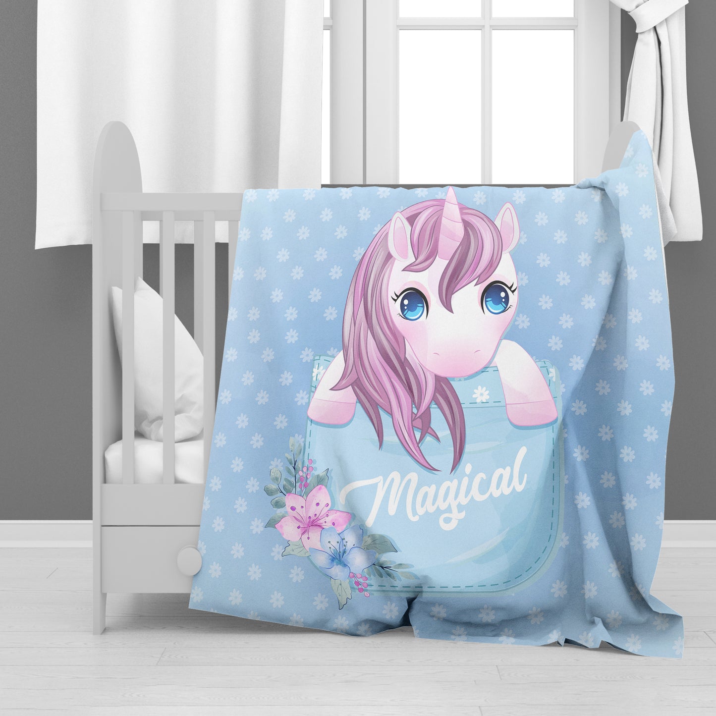 Pocket Unicorn Baby Fleece Blanket