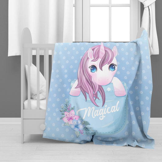 Pocket Unicorn Baby Fleece Blanket