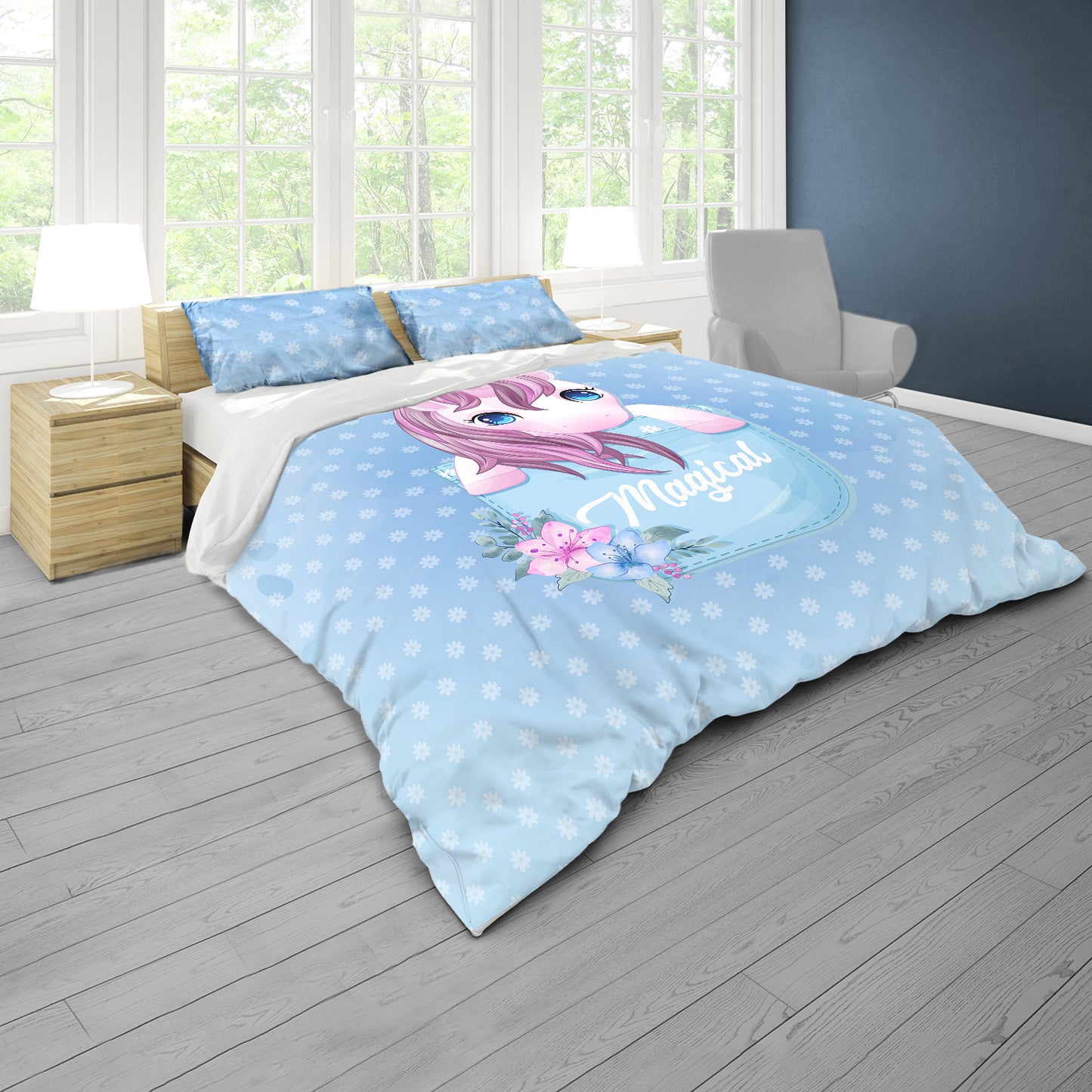 Pocket Unicorn Kids Duvet Cover Set