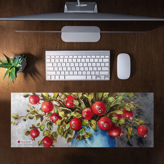 Pomegranate Bloom Desk Pad by Stella Bruwer