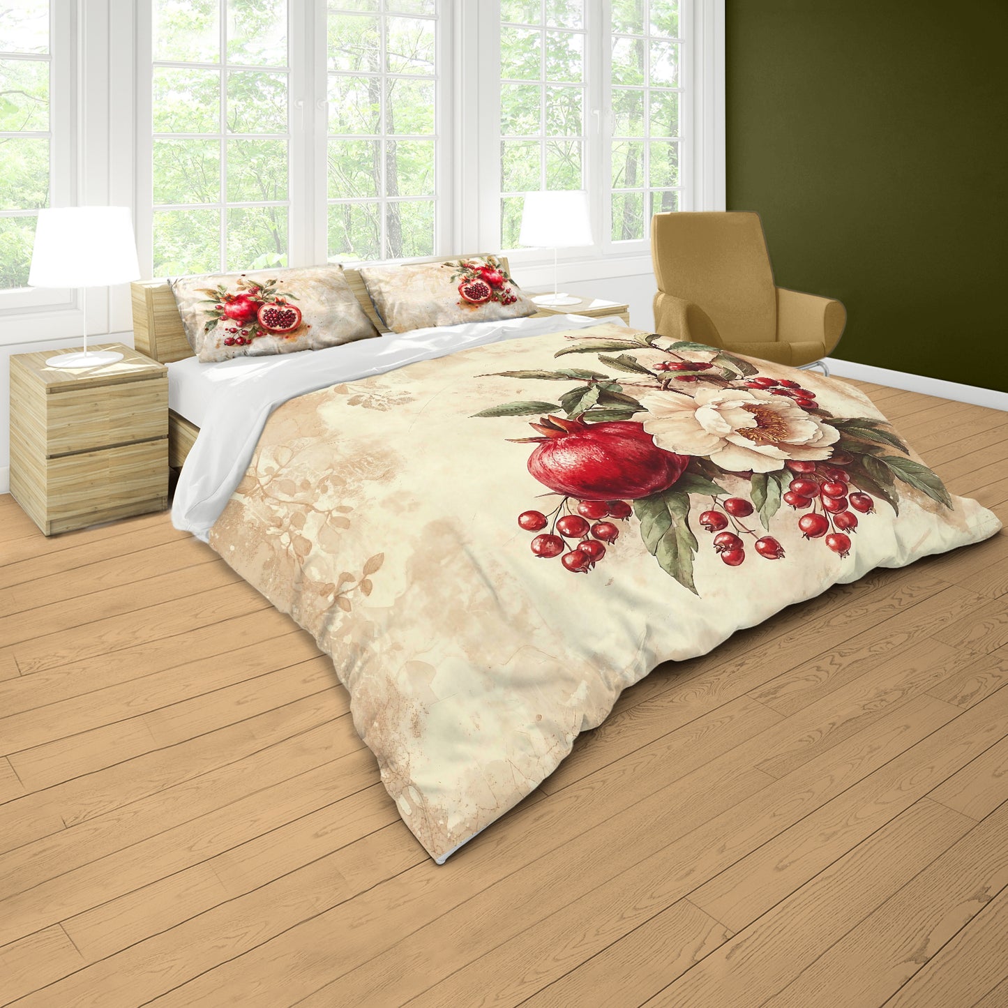Pomegranate Flower Duvet Cover Set