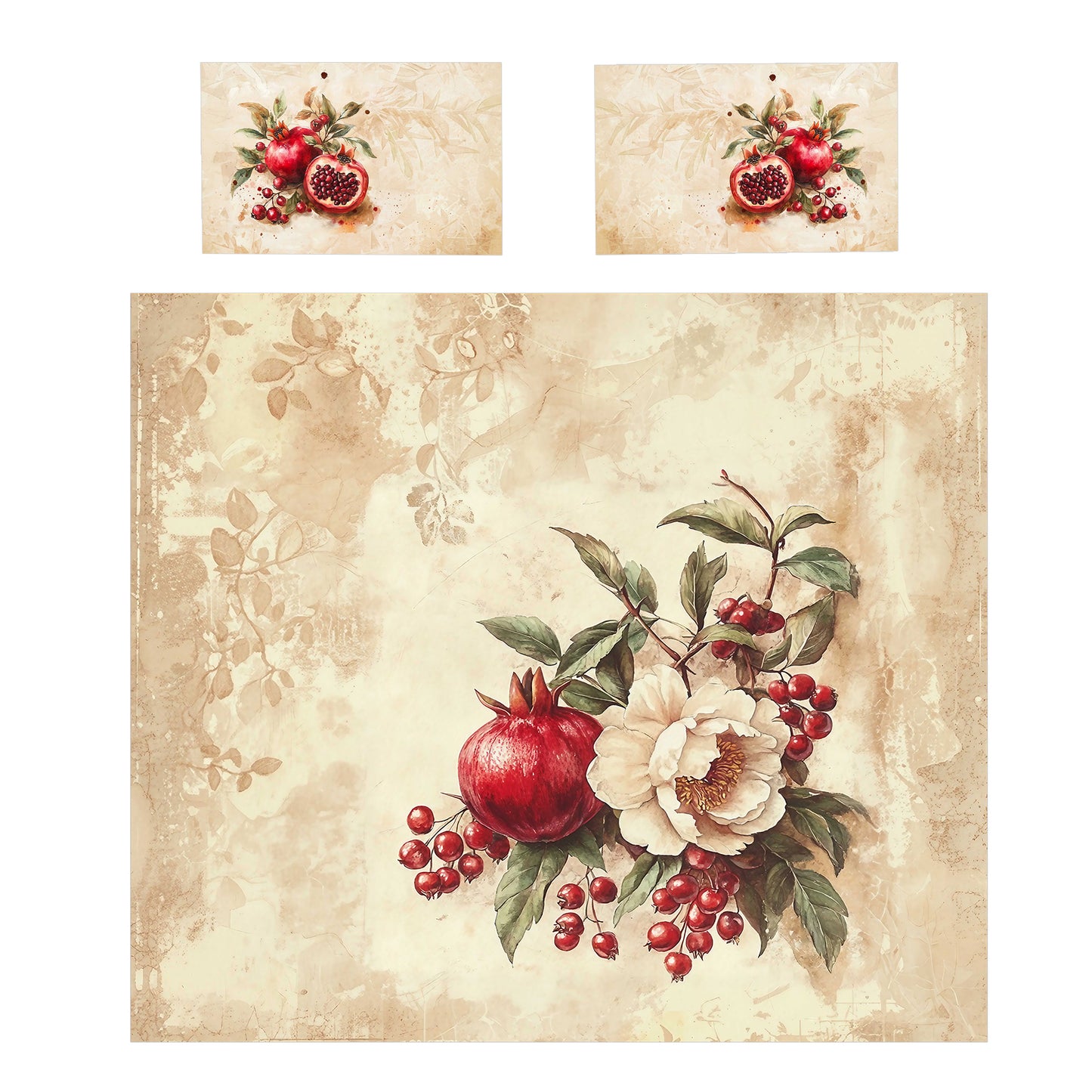 Pomegranate Flower Duvet Cover Set