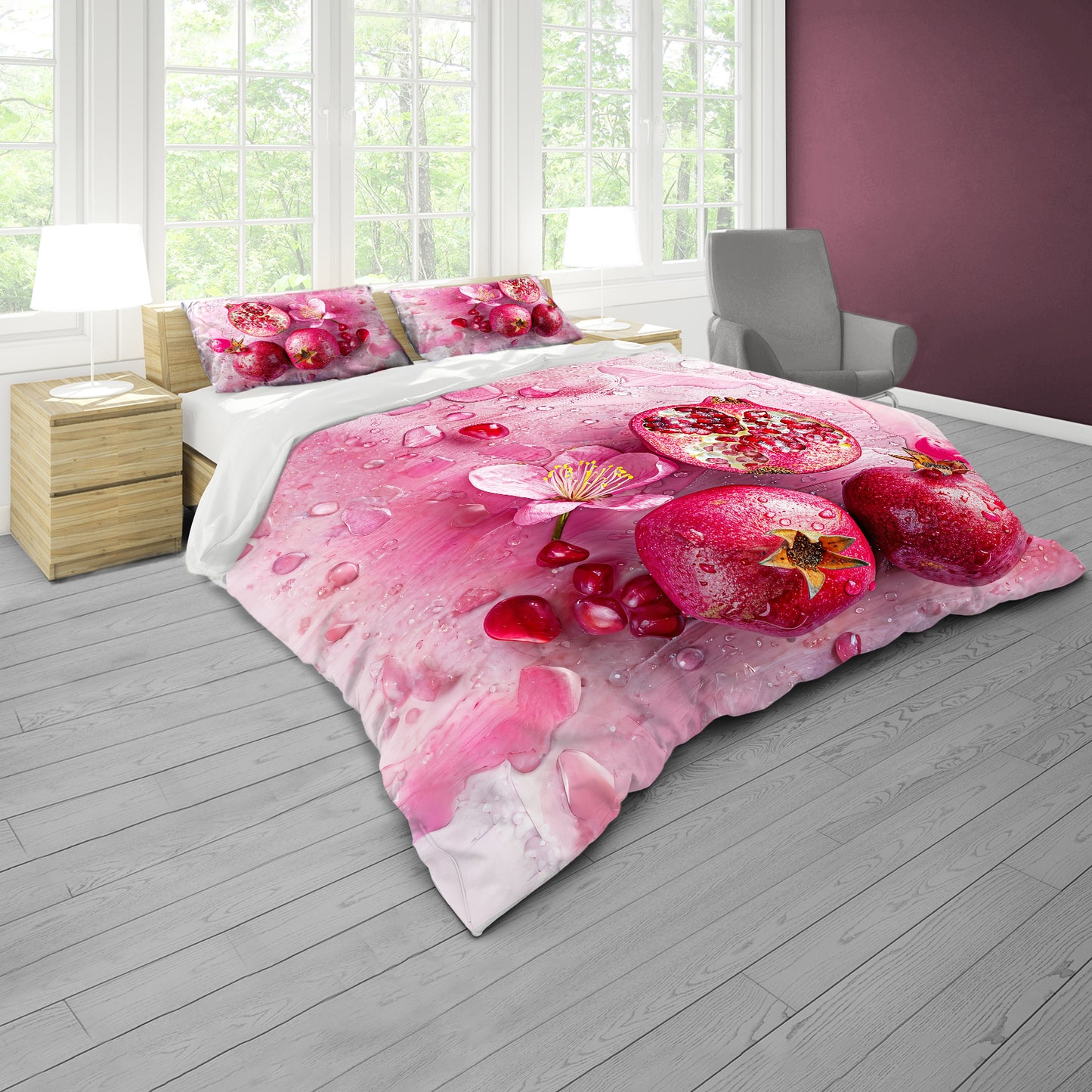 Pomegranate Pink Duvet Cover Set