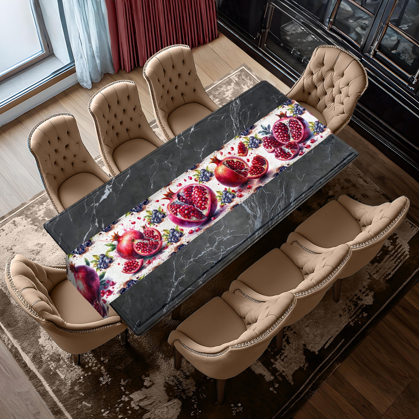 Pomegranate & BlueBerry Table Runner by Mark van Vuuren