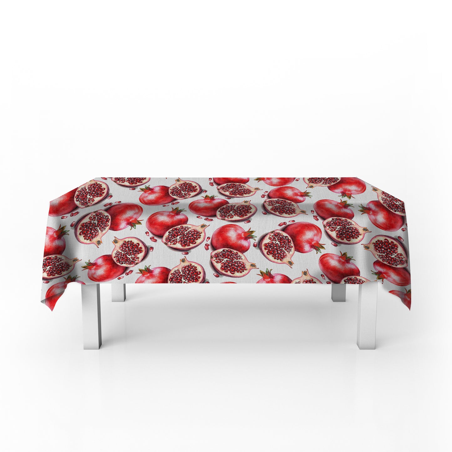 Pomegranates on White Rectangle Tablecloth by Mark van Vuuren