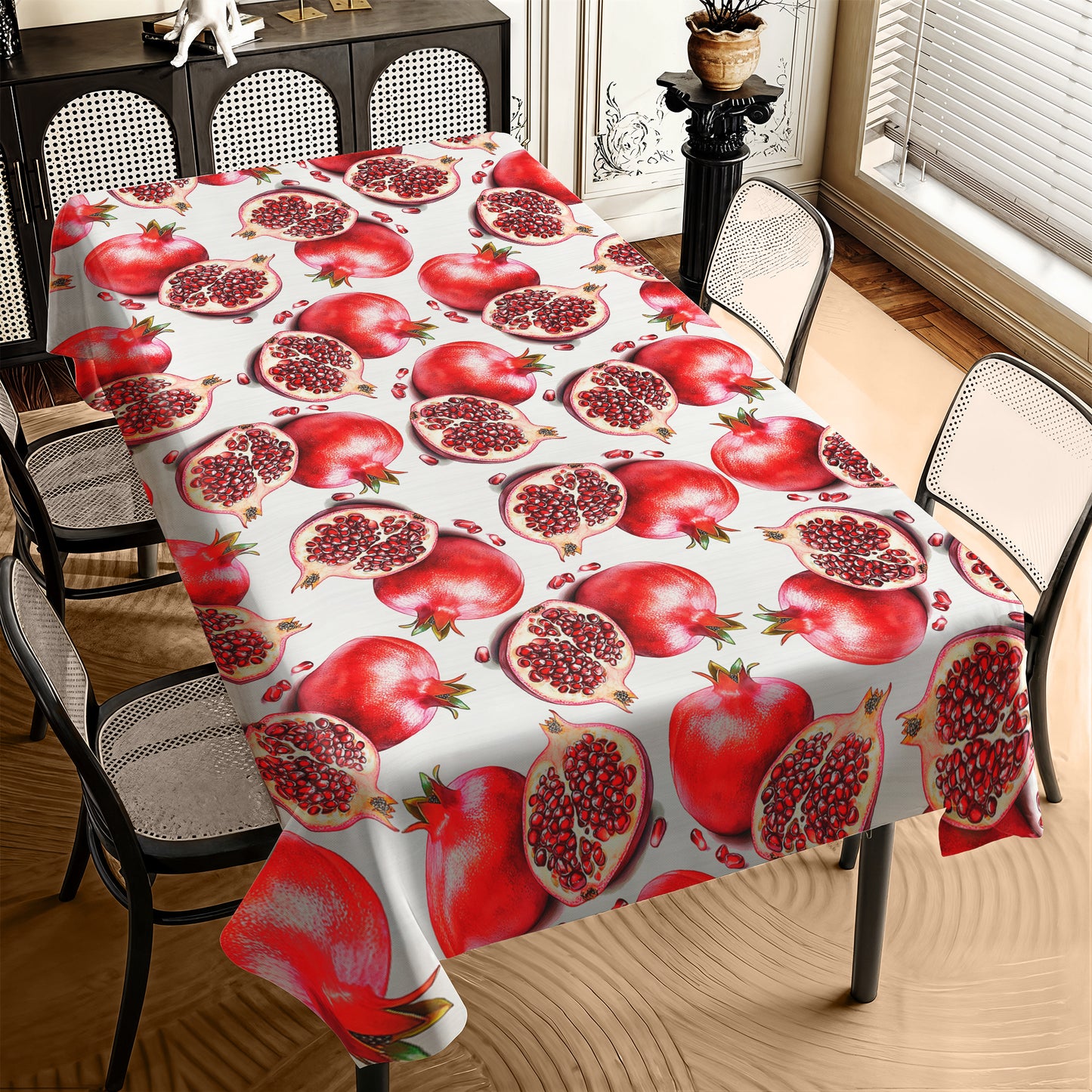 Pomegranates on White Rectangle Tablecloth by Mark van Vuuren