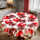 Pomegranates on White Round Tablecloth by Mark van Vuuren