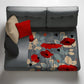 Poppies on Grey Light Weight Fleece Blanket