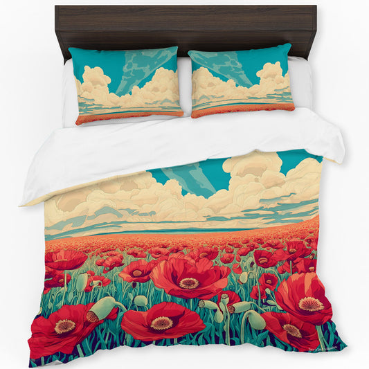 Poppy Field Art Nouveau Duvet Cover Set by Wikus Schalkwyk