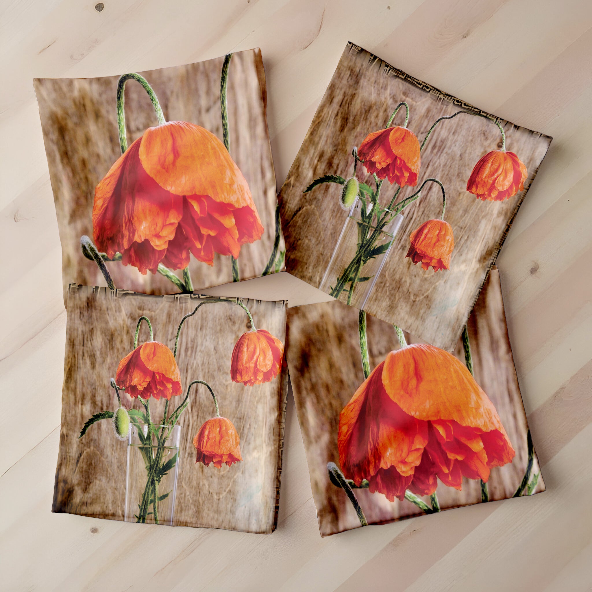 Poppy Flowers Luxury Scatter Covers (Set of 4) – Print with Passion Decor